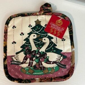 Christmas On Main Street Goose Potholders Set of Two
